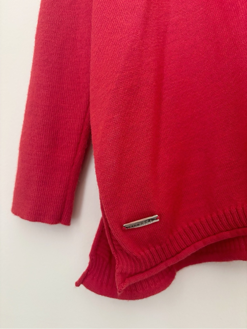 Mersea Chili Red The Catalina V Neck Sweater Oversized Sz P 4 6 Coastal Summer - Picture 3 of 5